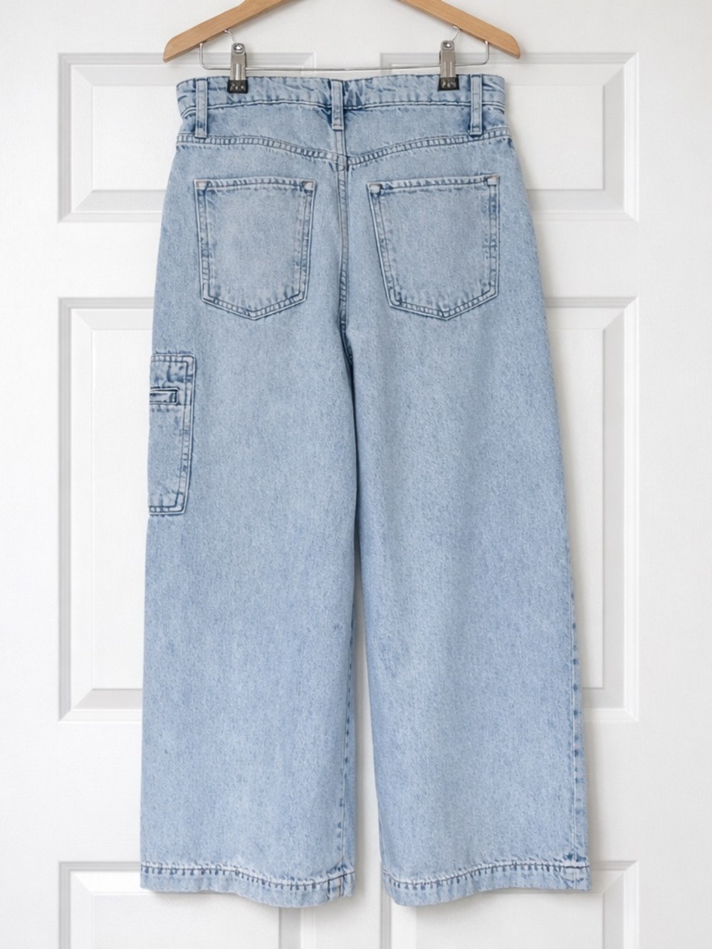 Anthro Triarchy 100% Organic Cotton Ms Campbell Cropped Wide Leg Cargo Jean - Picture 6 of 11
